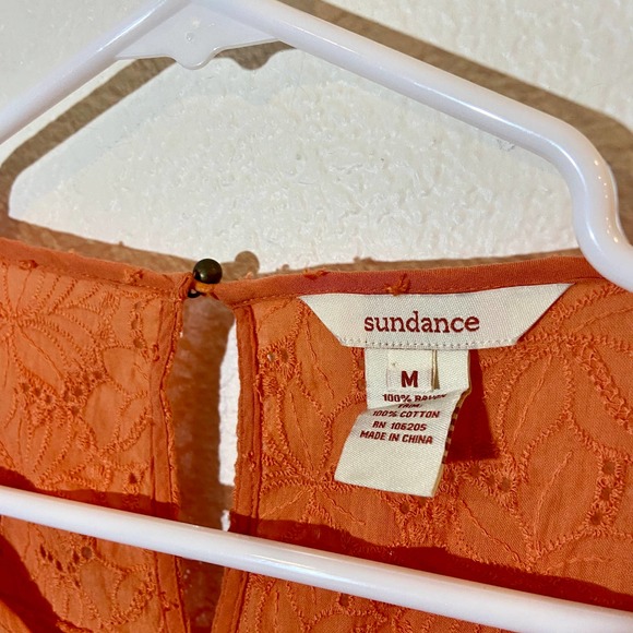 Sundance Susannah Blouse Size Medium Orange Ruffle Swiss Dot Eyelet - Picture 6 of 6